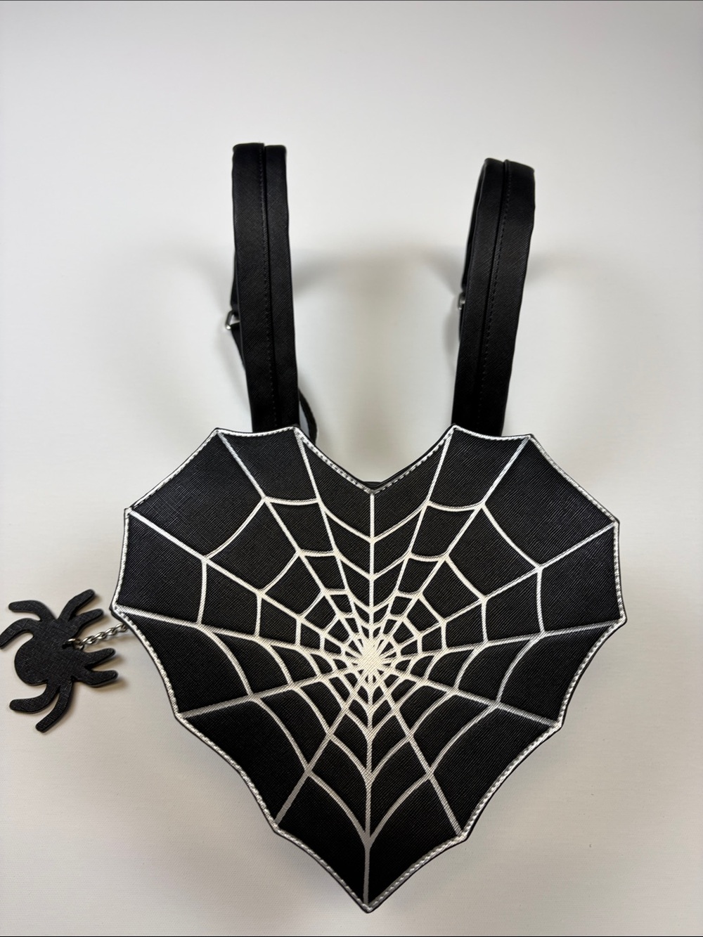 BLACK SPIDERWEB HEART MINI BACKPACK WITH SPIDER CHARM